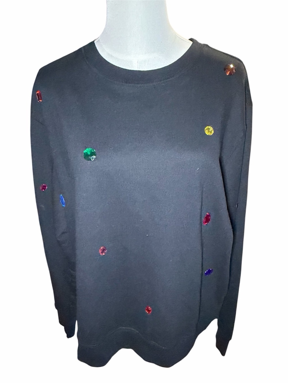 XO Rose Black Jeweled Sweatshirt NWT - Picture 4 of 8